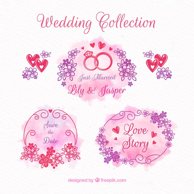 Watercolor wedding ornament collection