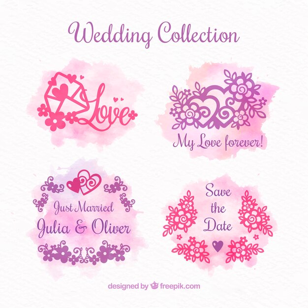 Watercolor wedding ornament collection