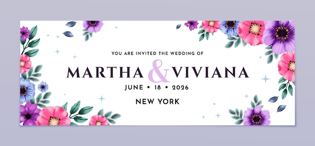 Watercolor wedding party facebook cover