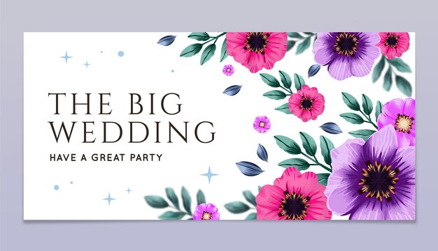 watercolor wedding party horizontal banner template