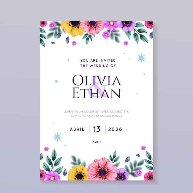 Free vector watercolor wedding party invitation