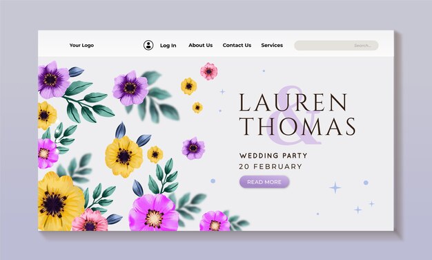 Watercolor wedding party landing page