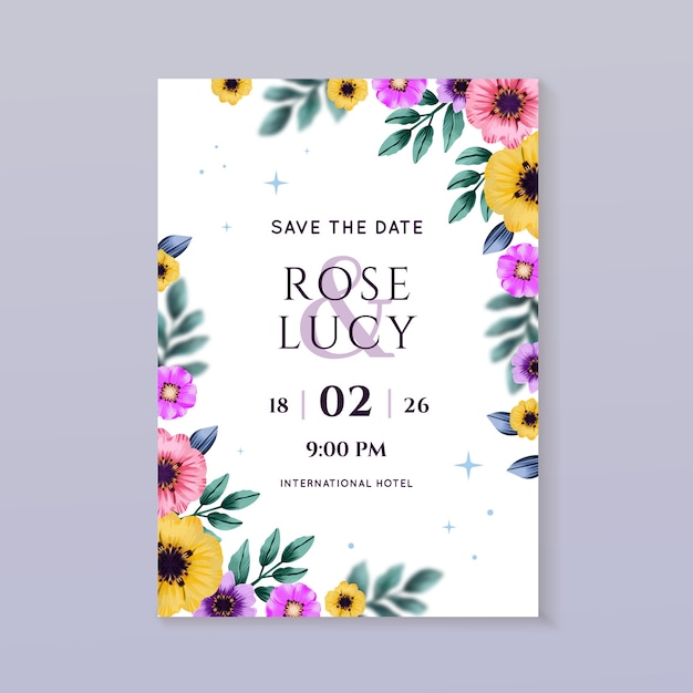 Watercolor wedding party poster template