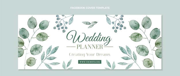 Free vector watercolor wedding planner facebook cover