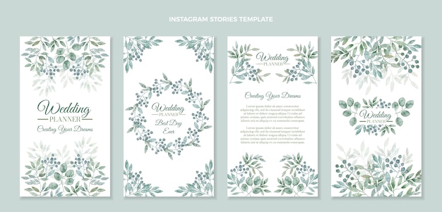 Free vector watercolor wedding planner instagram stories