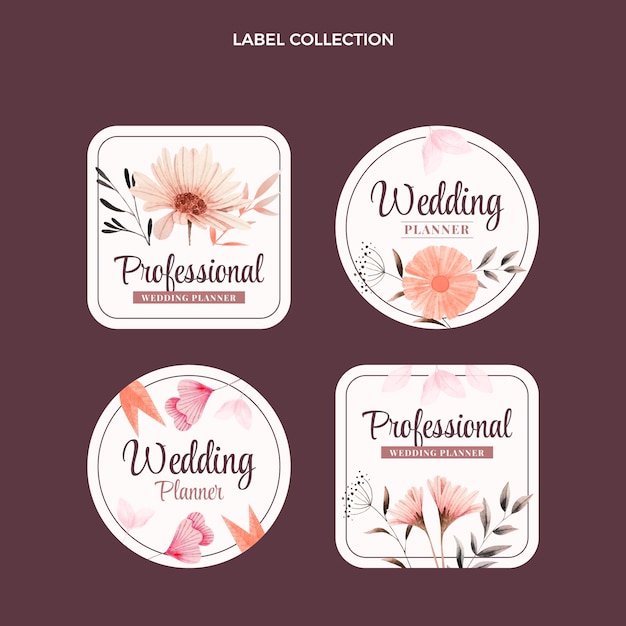 Watercolor wedding planner labels