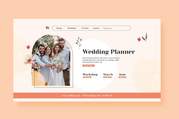 Watercolor wedding planner landing page template