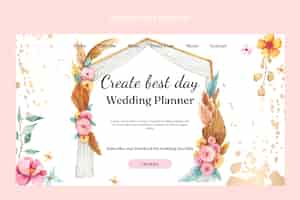 Free vector watercolor wedding planner landing page template