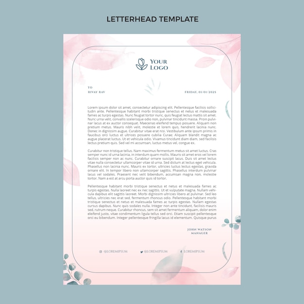 Watercolor wedding planner letterhead template