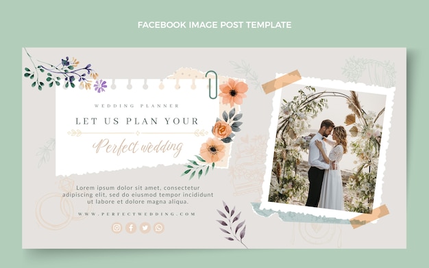 Vettore gratuito modello di wedding planner dell'acquerello