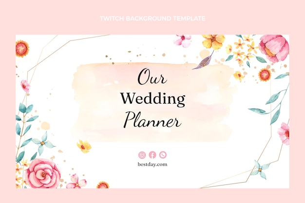 Free vector watercolor wedding planner twitch background