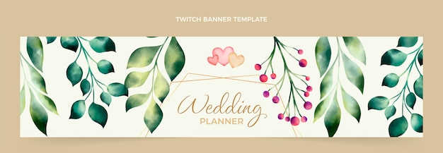 Watercolor wedding planner twitch banner