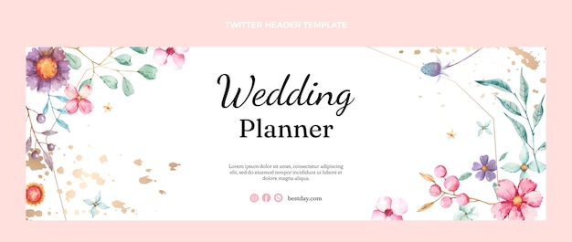 Vettore gratuito intestazione twitter di wedding planner dell'acquerello