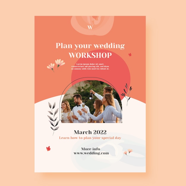 Watercolor wedding planner vertical poster template