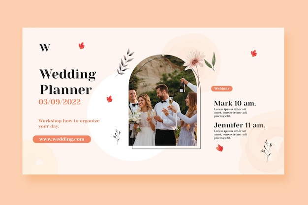 Vettore gratuito modello di webinar per wedding planner dell'acquerello