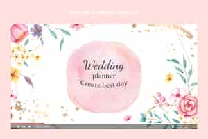 Free vector watercolor wedding planner youtube thumbnail