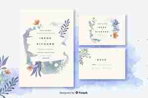 Free vector watercolor wedding stationery template collection