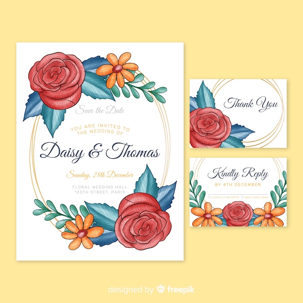 Watercolor wedding stationery template