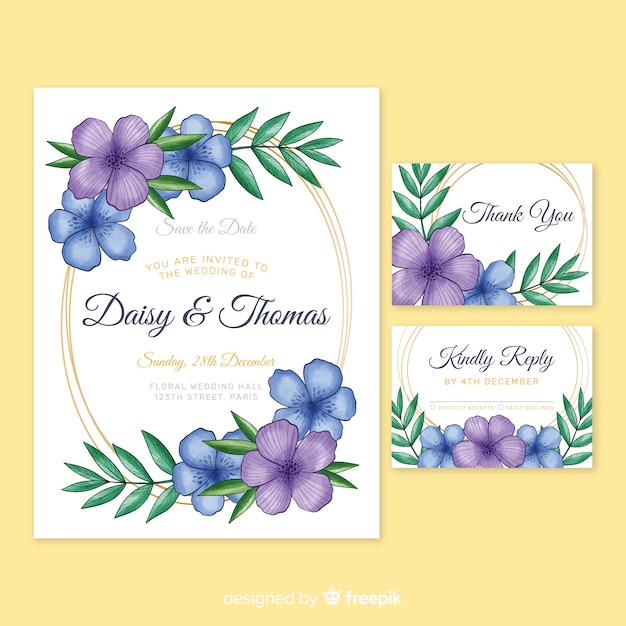 Watercolor wedding stationery template