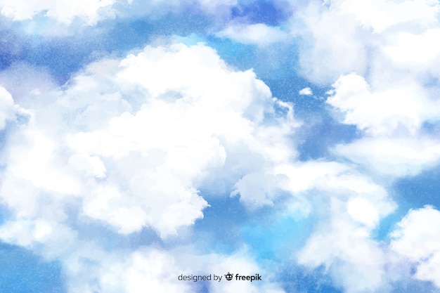 Free vector watercolor white clouds background