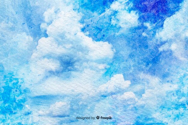 Watercolor white clouds background