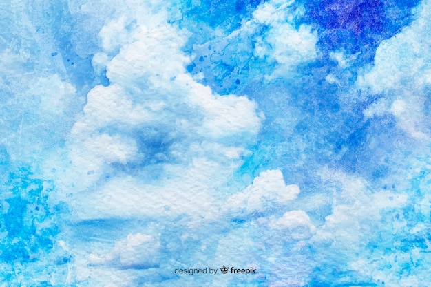 Watercolor white clouds background