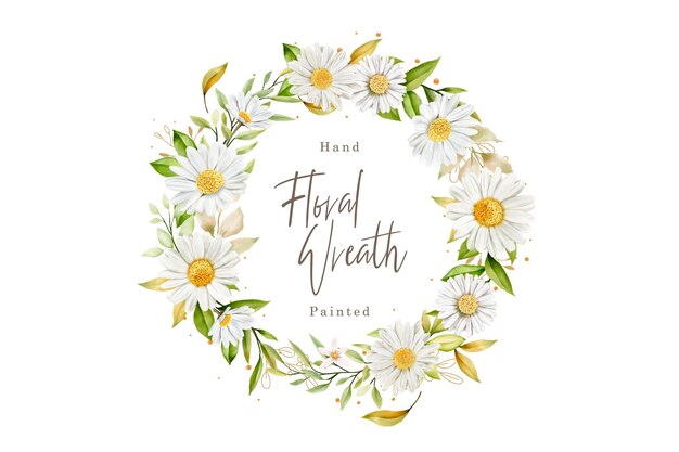 watercolor white daisy wreath illustration