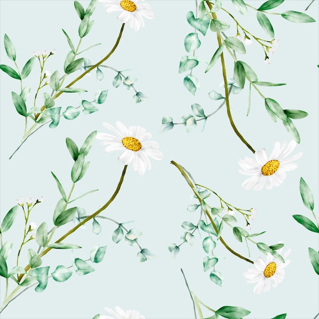 Free vector watercolor white floral seamless pattern