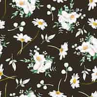 Free vector watercolor white floral seamless pattern