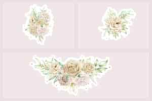 Free vector watercolor white roses wreath illustration