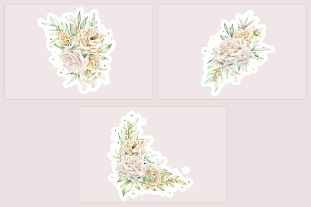 Акварель белые розы венок иллюстрация