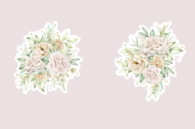 Free vector watercolor white roses wreath illustration