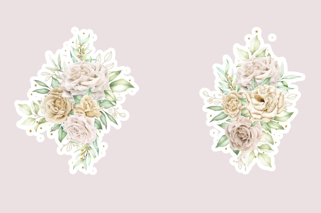 Vector Templates: Watercolor White Roses Wreath Illustration – Free Vector Download