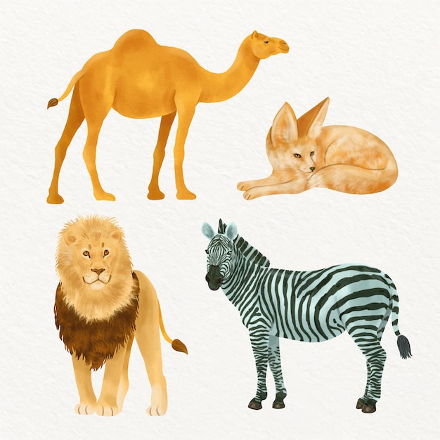 Free vector watercolor  wild animals illustration