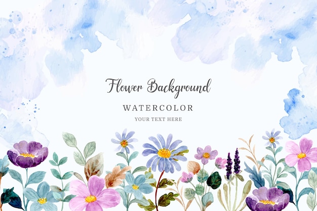 Watercolor wild flower garden background