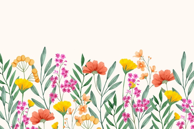 Watercolor wildflowers background
