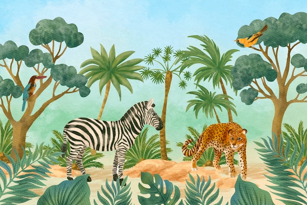 Watercolor  wildlife background