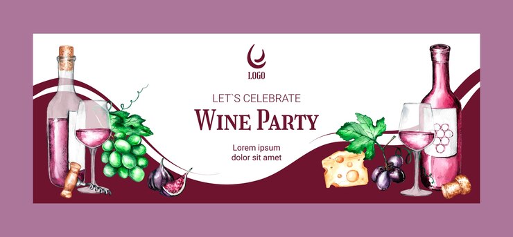 मुफ़्त वेक्टर watercolor wine party facebook cover