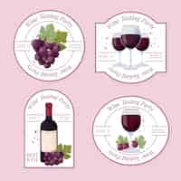 Vettore gratuito modello di etichette per feste del vino dell'acquerello