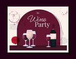 Free vector watercolor wine party photocall template