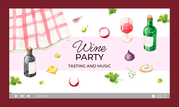 Watercolor wine party youtube thumbnail