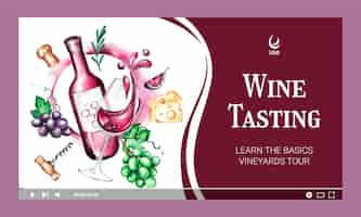 Free vector watercolor wine party youtube thumbnail