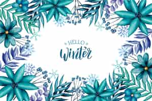 Free vector watercolor winter background with lettering