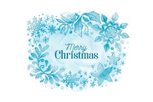 watercolor winter background with merry christmas