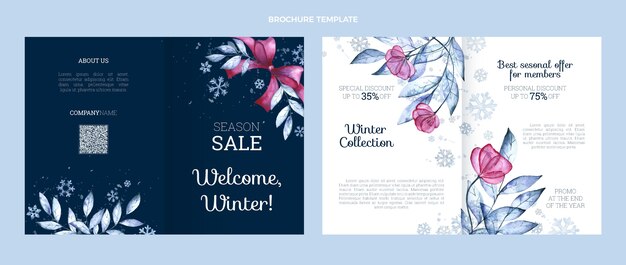 Watercolor winter brochure template