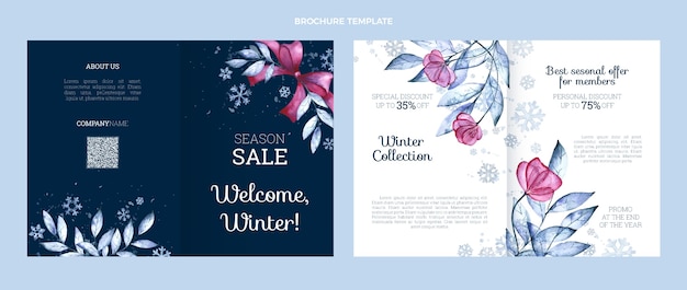 Watercolor winter brochure template
