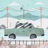 Free vector watercolor winter car illustration