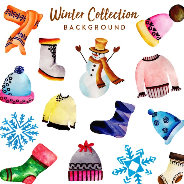 Vettore gratuito collezione winter watercolor