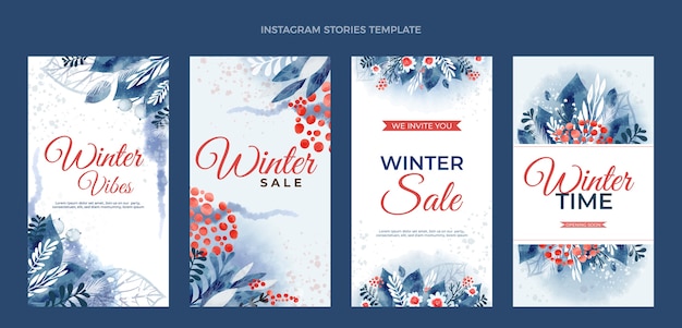 Watercolor winter instagram stories collection