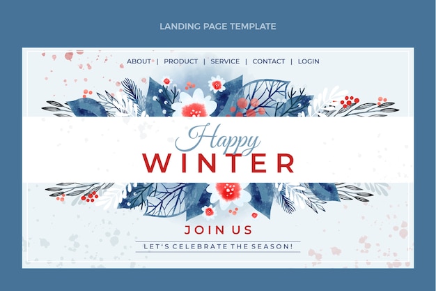 Free vector watercolor winter landing page template